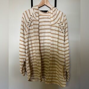 Maurice’s Striped Tan and White Cardigan